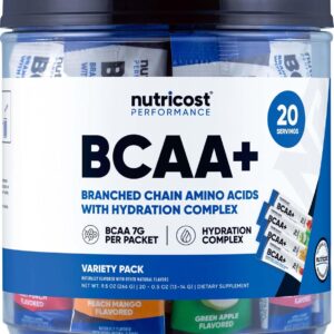 Nutricost BCAA+ Hydration Variety Pack (20 Stickpacks) – Branched Chain Amino Acids with Hydration Complex – Gluten-Free, Non-GMO
