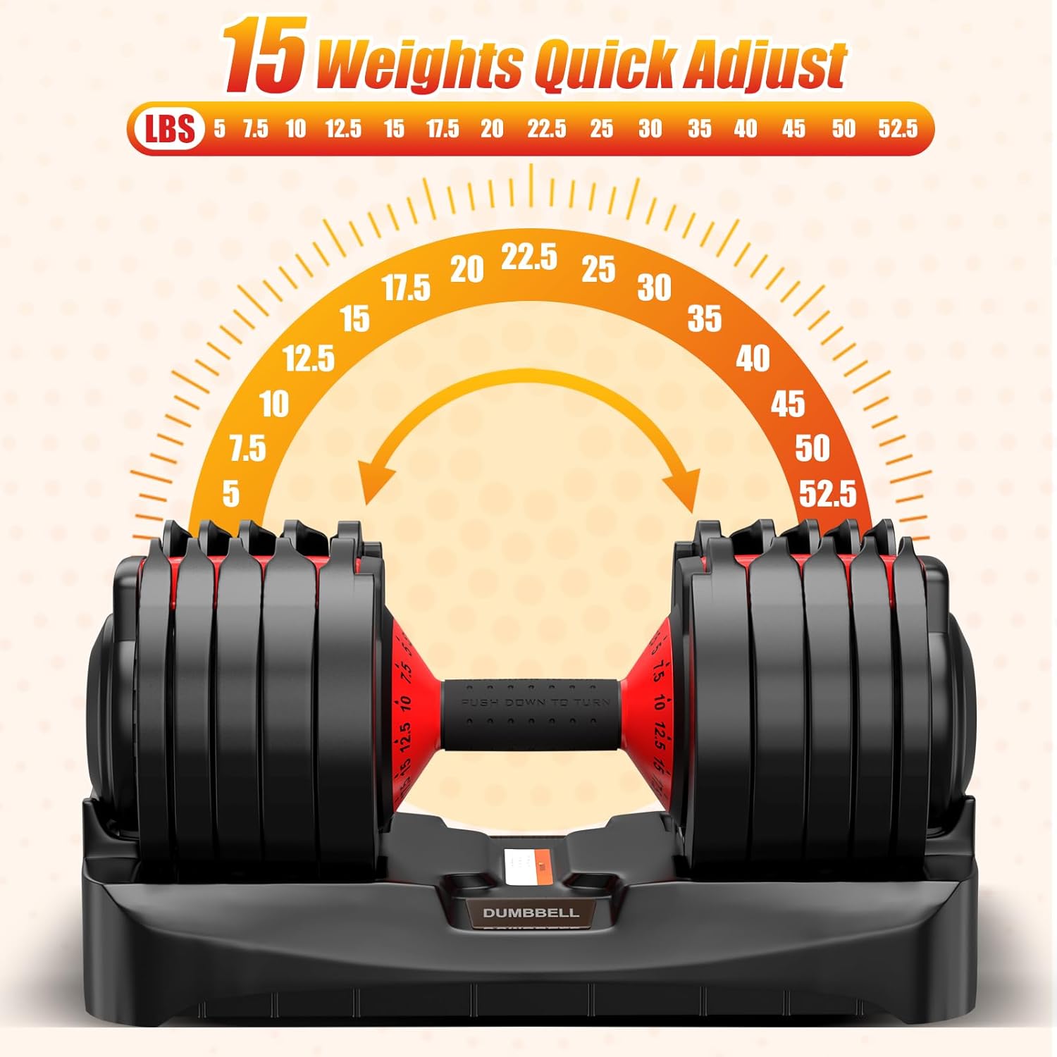 Adjustable Dumbbells Set of 2, Durable Weights Dumbbells Set, 10 in 1 Weights Set with Anti-Slip Grip, 25/55/52.5LBS Fast Adjust Gym Equipment Space Saving for Home Strength Training - Image 2