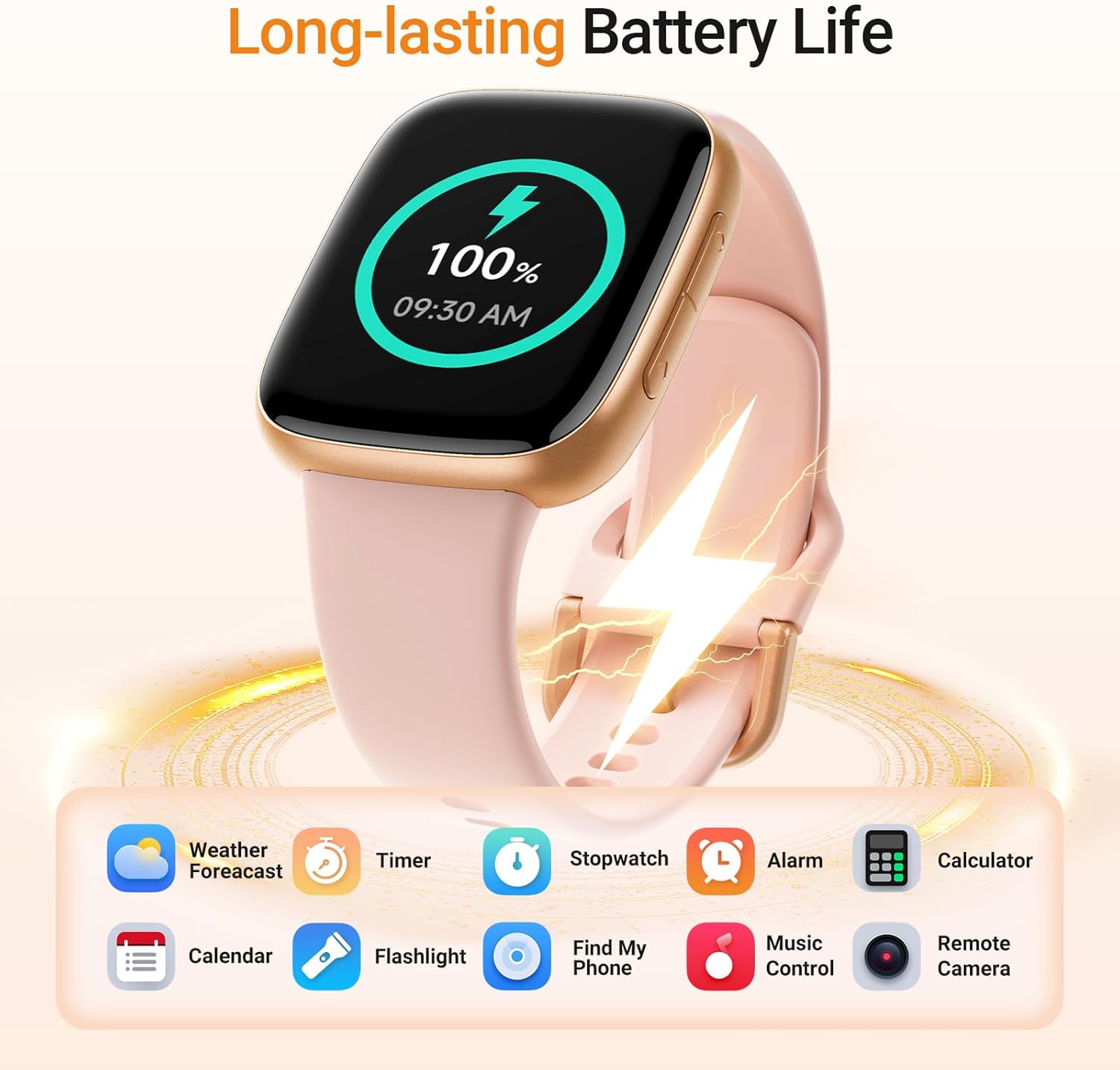 Fitpolo Smart Watch for Women, 1.85" AMOLED Fitness Tracker with Bluetooth Call, Heart Rate/Sleep/SPO₂ Monitor, 100+ Sports Modes, 3ATM Waterproof Smartwatch for Android/iPhone, Includes 2 Bands - Image 8