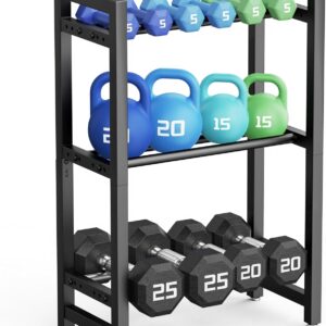 Dumbbell Rack 3-Tier 20 IN Length Adjustable Weight Rack For Home Gym Dumbbells Kettlebell (Rack Only)