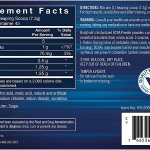 BodyTech BCAA Powder – Optimal 2:1:1 Ratio – Supports Muscle Recovery, Strength & Endurance – Fruit Punch (11.5 oz)