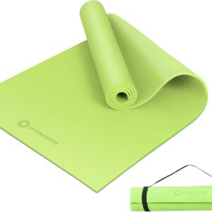 PrimasoleLight Green‌ Non Toxic Yoga Mat with Poses – 68″Lx24″Wx1/4 Inch Non-Slip Workout Mats for Home, At Home Workout Mat with Carry Strap for Yoga Pilates PSS91NH044NA