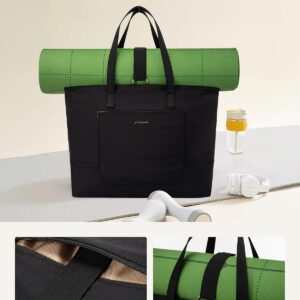 LOVEVOOK Tote Bag for Women, Work Tote with Laptop Compartment for Nurse Travel Commuter, Gym Tote Purse with Yoga Mat Strap