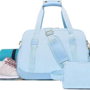 Sports Gym Bag for Women, Travel Duffle Bag with Shoe Compartment & Wet Pocket, Fitness Yoga Bag