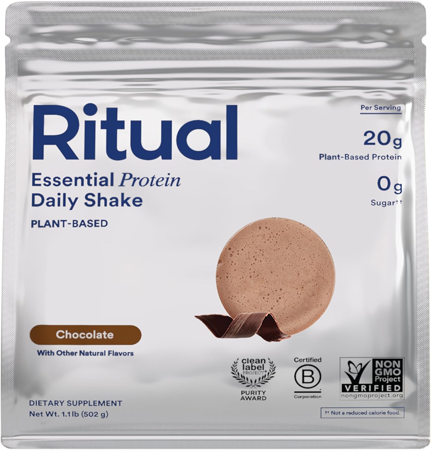 Ritual Pea Protein Powder with BCAA: 20g Organic Vegan Plant-Based Protein from Regenerative Farms in North America, Complete Amino Acid Profile, Gluten Free, Sugar Free