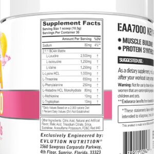 Evlution Nutrition EAA7000 – Pre & Post Workout Powder – Muscle Building + Recovery Supplement – 7g Essential Amino Acids + 5g BCAAs – Endurance + Energy Support – 30 Servings – Pink Lemonade