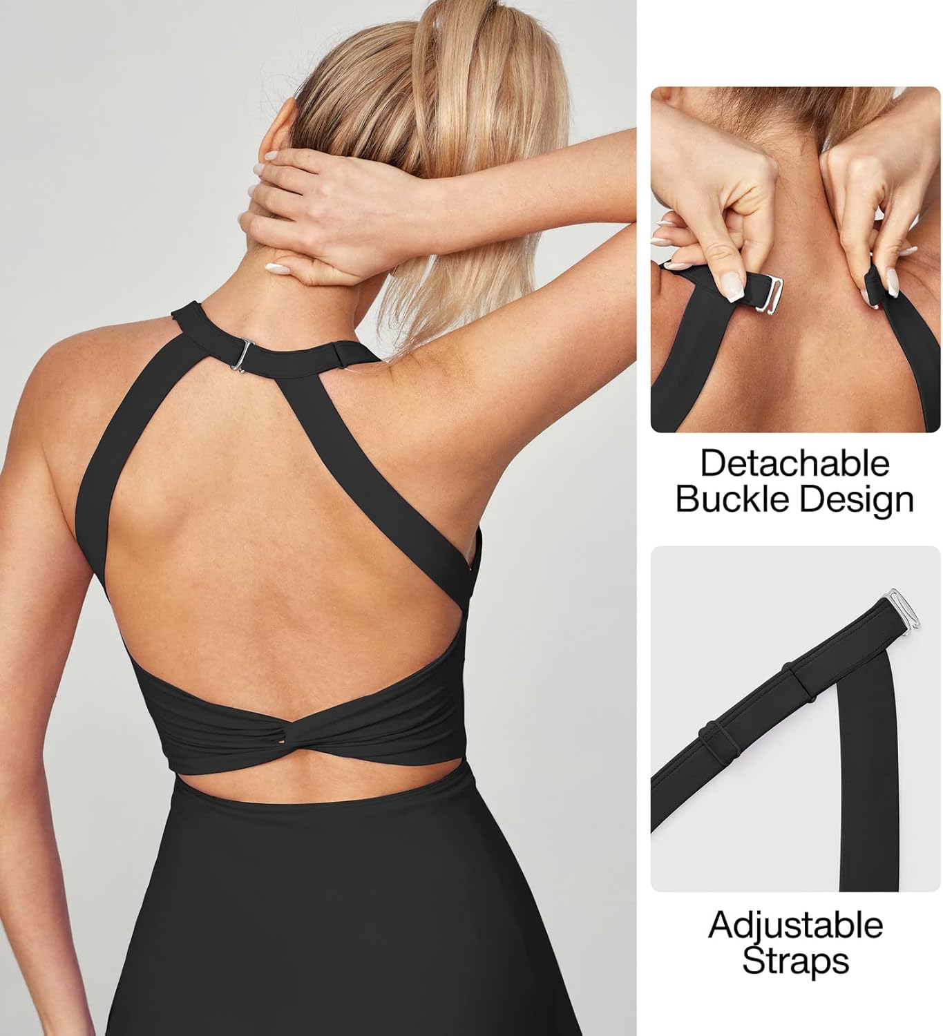 Heathyoga Tennis Dress with Built in Shorts and Bra Athletic Dress for Women Summer Cut Out Twisted Golf Workout Dress - Image 5