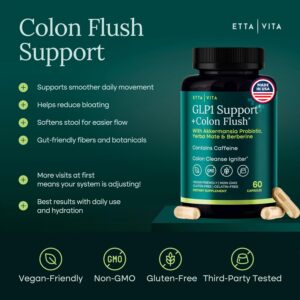 Colon Cleanse + GLP-1 Supplement Weight Loss & Energy – Appetite Suppressant & Fat Burner for women and men with Berberine, Yerba Mate, Psyllium Husk, Senna Leaf, Lemon, Black Garlic – Digestive Broom