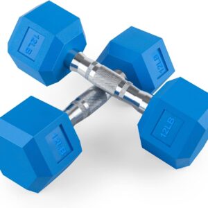 Portzon 8 Colors Options Compatible with Set of 2 Rubber Dumbbell Weight, 5-50 LB, Anti-Slip, Anti-roll, Hex Shape