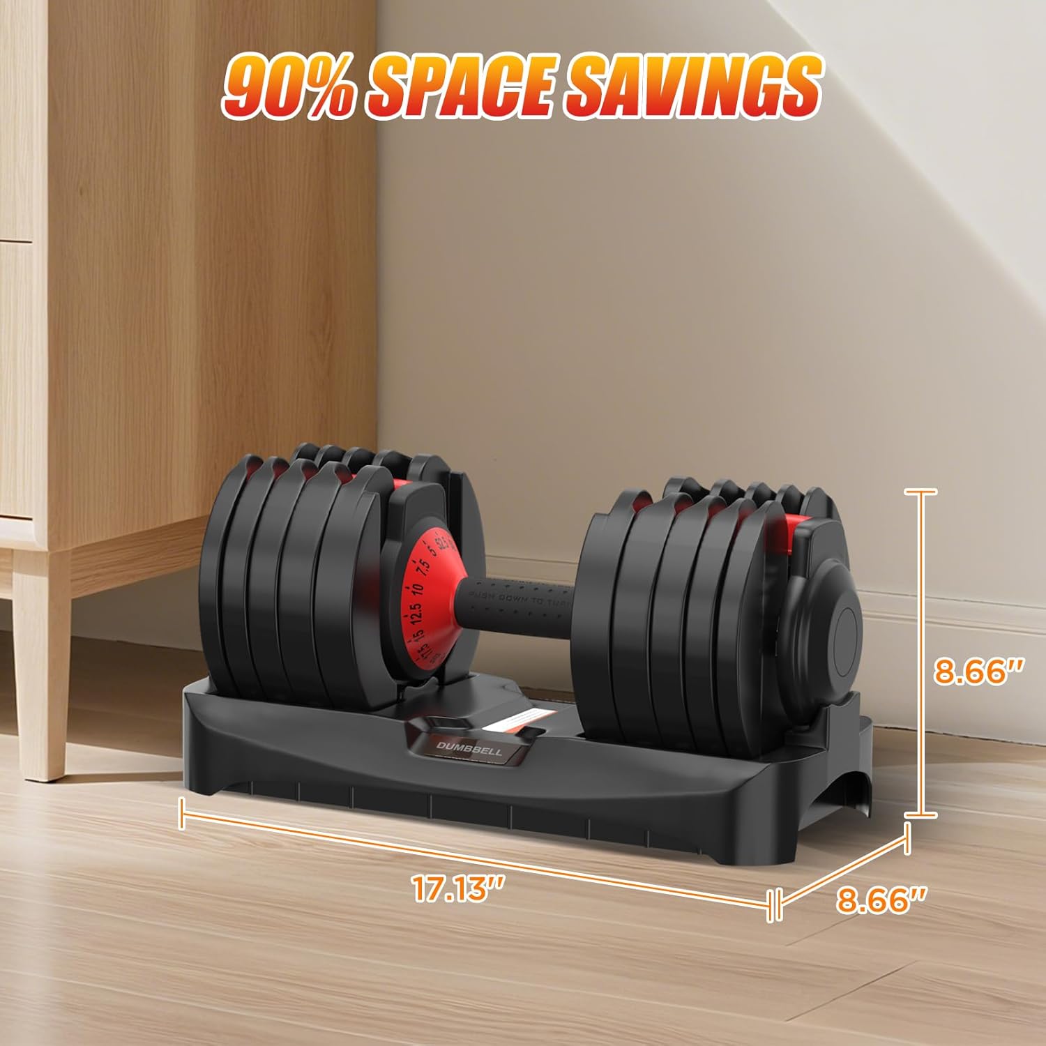 Adjustable Dumbbells Set of 2, Durable Weights Dumbbells Set, 10 in 1 Weights Set with Anti-Slip Grip, 25/55/52.5LBS Fast Adjust Gym Equipment Space Saving for Home Strength Training - Image 6