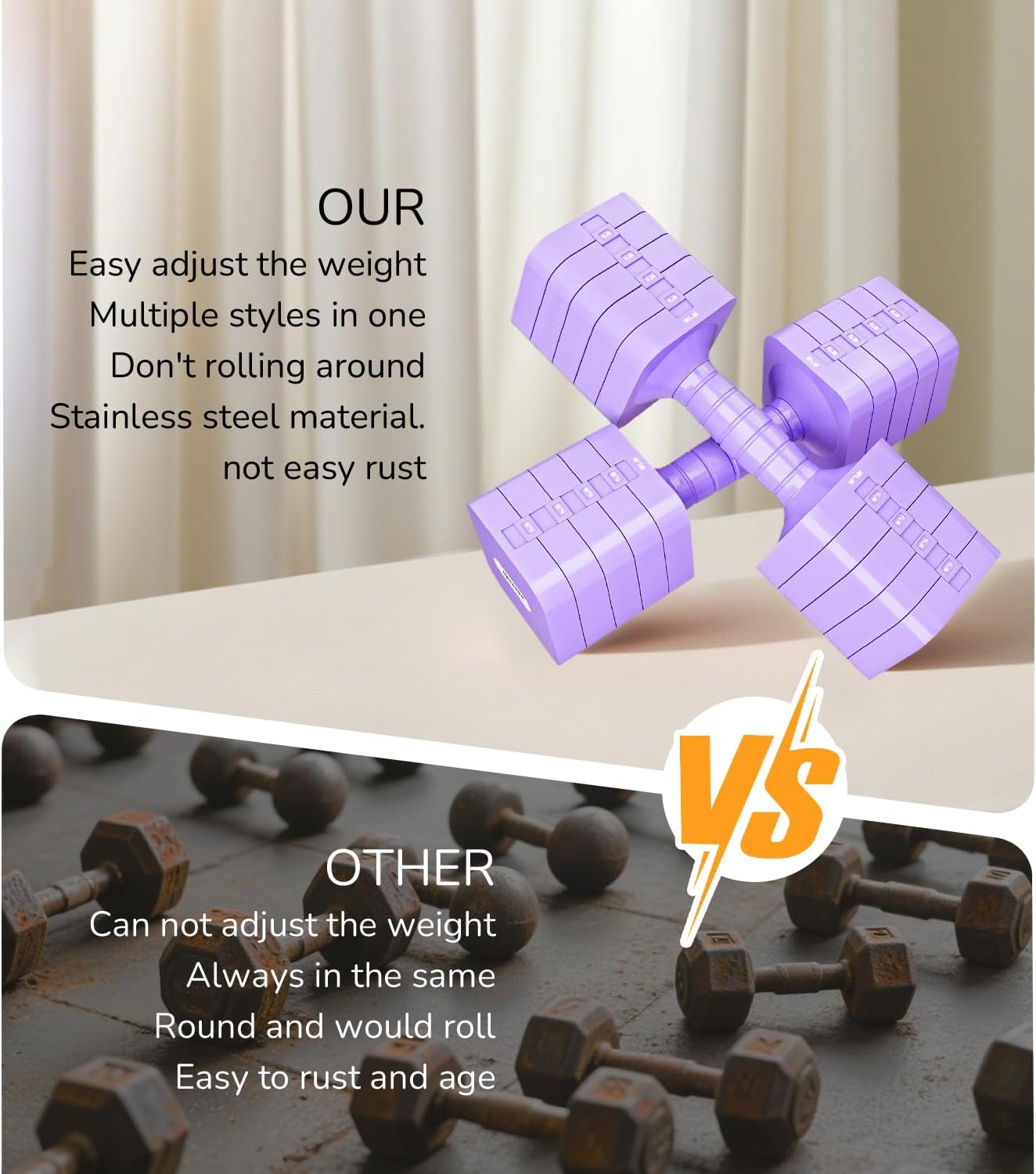 16LBS/20LBS Dumbbells Sets Adjustable Dumbbell Set Hand Weights for Women Men Free Weights Dumbbells Set Exercise Fitness dumbbell sets of 2 for Home Gym Workout Strength Training Equipments - Image 3
