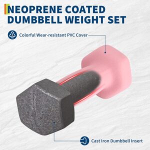 Dumbbell Weight Set for Women, Hex Neoprene Coated Dumbbell Sets,Hand Weight Set for Home Gym,Pairs