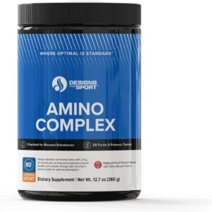 Designs for Sport Amino Complex – Supports Protein Synthesis & Lean Body Mass* – With Leucine & Essential Amino Acids – NSF Certified for Sport – Fruit Punch – 12.7 oz, 30 Servings