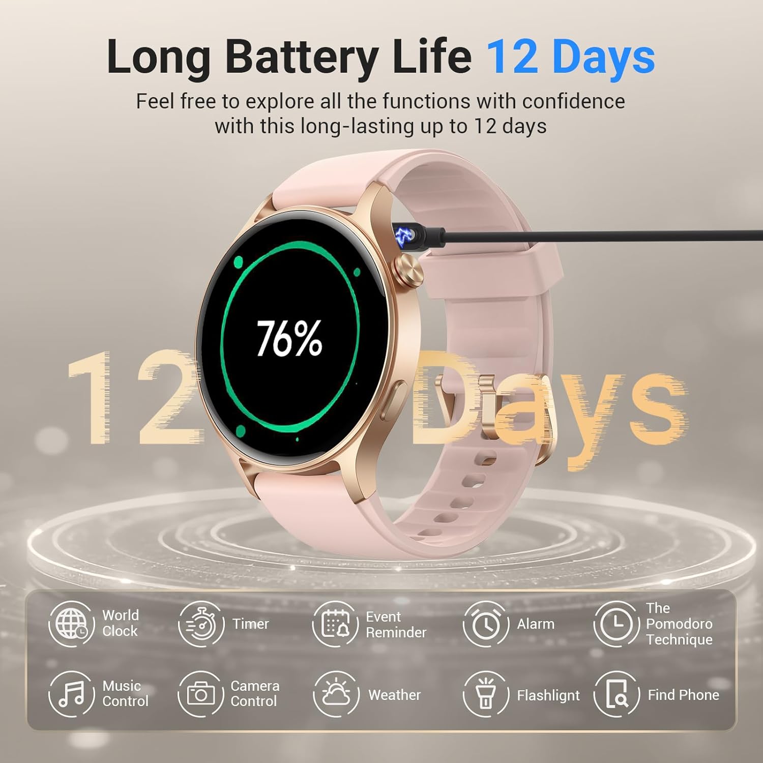 Fitpolo Smart Watch for Women,1.3" AMOLED Touchscreen Fitness Tracker, Make/Answer Calls, Heart Rate SpO2 Monitor, IP68 Waterproof, Sleep & Activity Tracking Smartwatch for Android Phones iPhone - Image 7