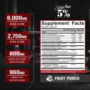 5% Nutrition Rich Piana AllDayYouMay BCAA Powder Premium Intra & Post Workout Amino Acids, Hydration, Endurance, Muscle Recovery, Joint & Liver Support | 16.93 oz, 30 Servings (Fruit Punch)