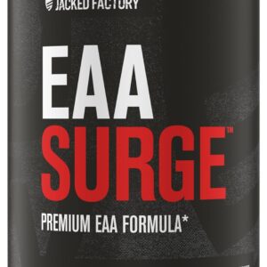 Jacked Factory EAA Surge Essential Amino Acids Powder – EAAS & BCAA Intra Workout Supplement w/L-Citrulline, Taurine, & More for Muscle Building, Strength, Endurance, Recovery – Pineapple, 20sv