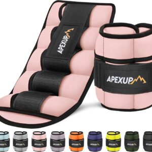 APEXUP 10lbs/Pair Adjustable Ankle Weights for Women and Men, Modularized Leg Weight Straps for Yoga, Walking, Running, Aerobics, Gym, Physical Therapy