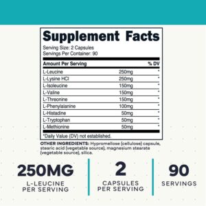 Type Zero Clean EAA Capsules (1,200mg per Serving), Essential Amino Acids Supplement with 9 EAAs, 180 Capsules, 90 Servings