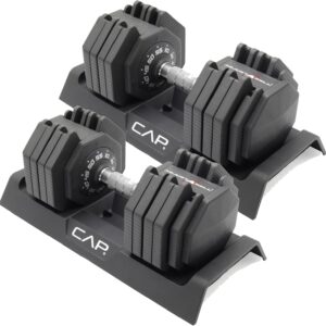 CAP Barbell ADJUSTABELL Adjustable Round Dumbbell Weights – Singles & Pairs | 12.5 lb, 25 lb & 55 lb | Multiple Handle Options