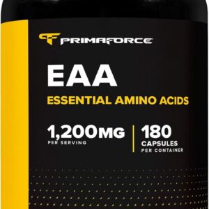Primaforce EAA Capsules 1200mg, 180 Capsules, 90 Servings – Essential Amino Acids – Non-GMO, Gluten Free & Vegitarian Friendly