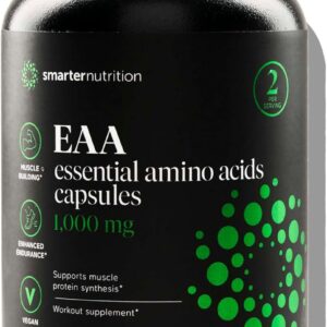 SMARTERNUTRITION Essential Amino Acids (EAA) Capsules – 1 Gram Per Serving of All 9 EAAs – Supports Muscle Mass & Exercise – Non-GMO, Vegan, Gluten Free – 60 Count[30-Day Supply]