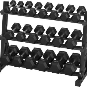Hex Dumbbell Sets with Rack, 290-840 lb Rubber Encased Exercise & Fitness Dumbbells Set, Hand Weight for Strength Training, Weight Dumbbells