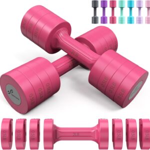 Sportneer Adjustable Dumbbells Hand Weights Set: 5 lb Dumbbell Set of 2 Each 2lb 3lb 4lb 5lb Free Weights Fast Adjust Weight 4 In 1 Weights Dumbbells Set for Women Men Home Gym Exercise Training