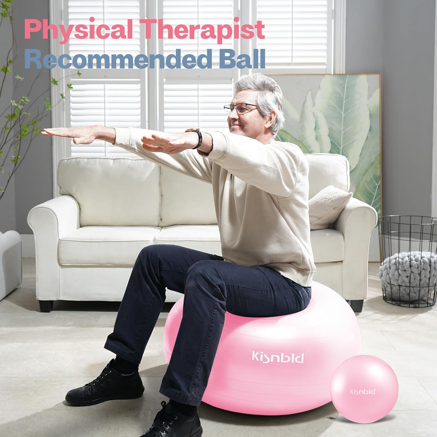 Exercise Ball, Extra Thick Yoga Ball for Workout Pregnancy Stability, 4 Sizes Anti-Burst Balance Ball with Foot Pump - Heavy Duty Fitness Ball Chair for Office, Home & Gym - Image 5