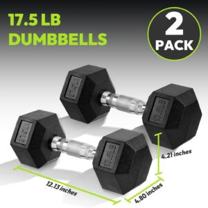 Hex Dumbbell Set, 2.5-65 lb Rubber Encased Exercise & Fitness Dumbbells, Weights Dumbbells Set of 2, Hand Weight for Strength Training