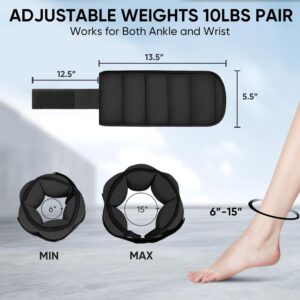 APEXUP 10lbs/Pair Adjustable Ankle Weights for Women and Men, Modularized Leg Weight Straps for Yoga, Walking, Running, Aerobics, Gym, Physical Therapy