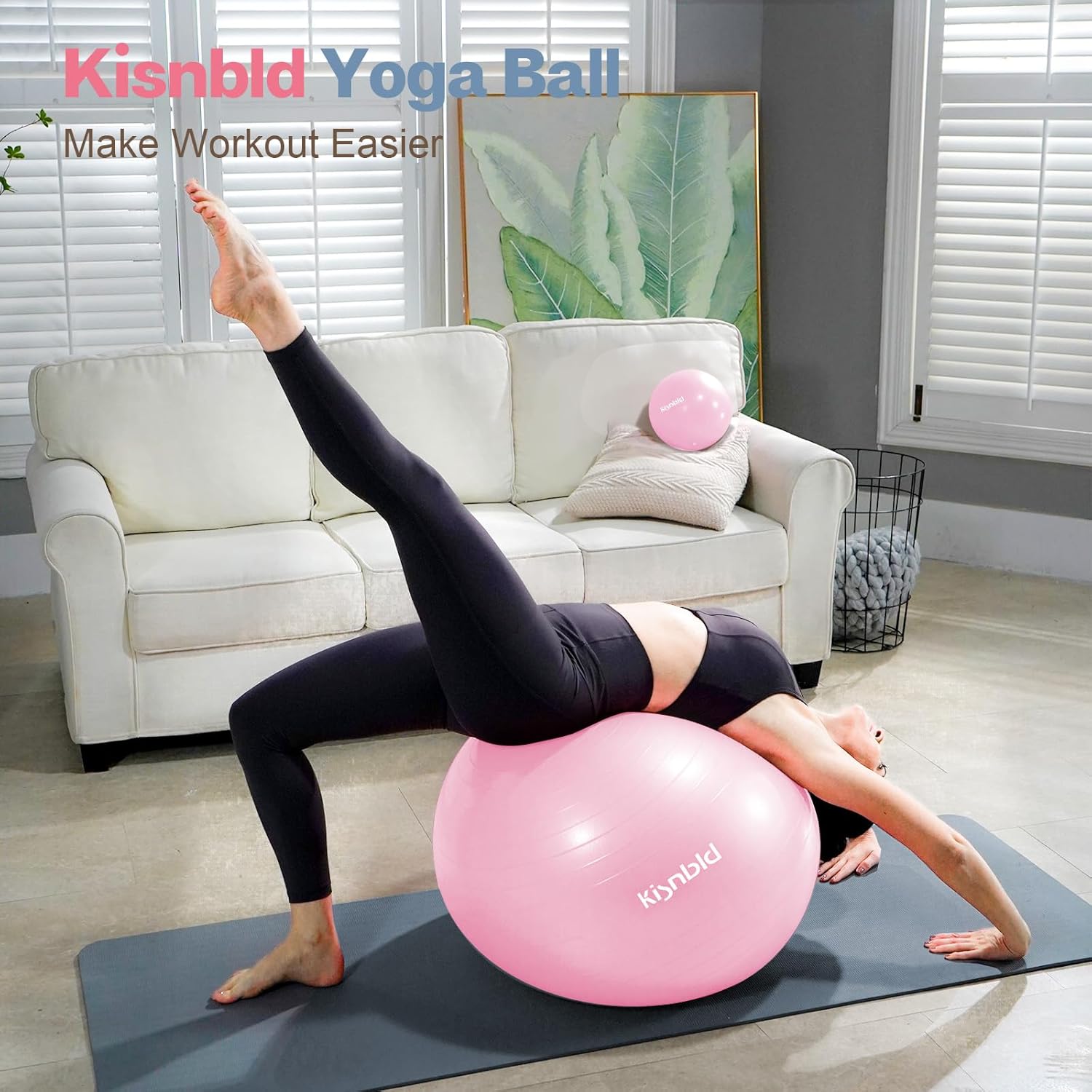 Exercise Ball, Extra Thick Yoga Ball for Workout Pregnancy Stability, 4 Sizes Anti-Burst Balance Ball with Foot Pump - Heavy Duty Fitness Ball Chair for Office, Home & Gym - Image 2