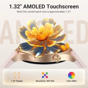 Fitpolo Smart Watch for Women,1.3″ AMOLED Touchscreen Fitness Tracker, Make/Answer Calls, Heart Rate SpO2 Monitor, IP68 Waterproof, Sleep & Activity Tracking Smartwatch for Android Phones iPhone
