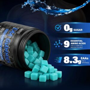 EAA Gummies – 2:1:1 BCAA Formula (8300mg) – Essential Amino Acids for Muscle Recovery & Endurance – Non-GMO, Gluten Free, Sugar Free, Vegetarian, Blue Raspberry Flavor – 90 Count