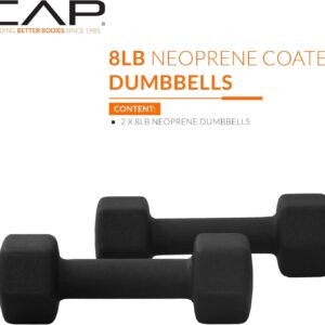 CAP Barbell 8 LB Neoprene Dumbbell Hand Weights – Pair | Black