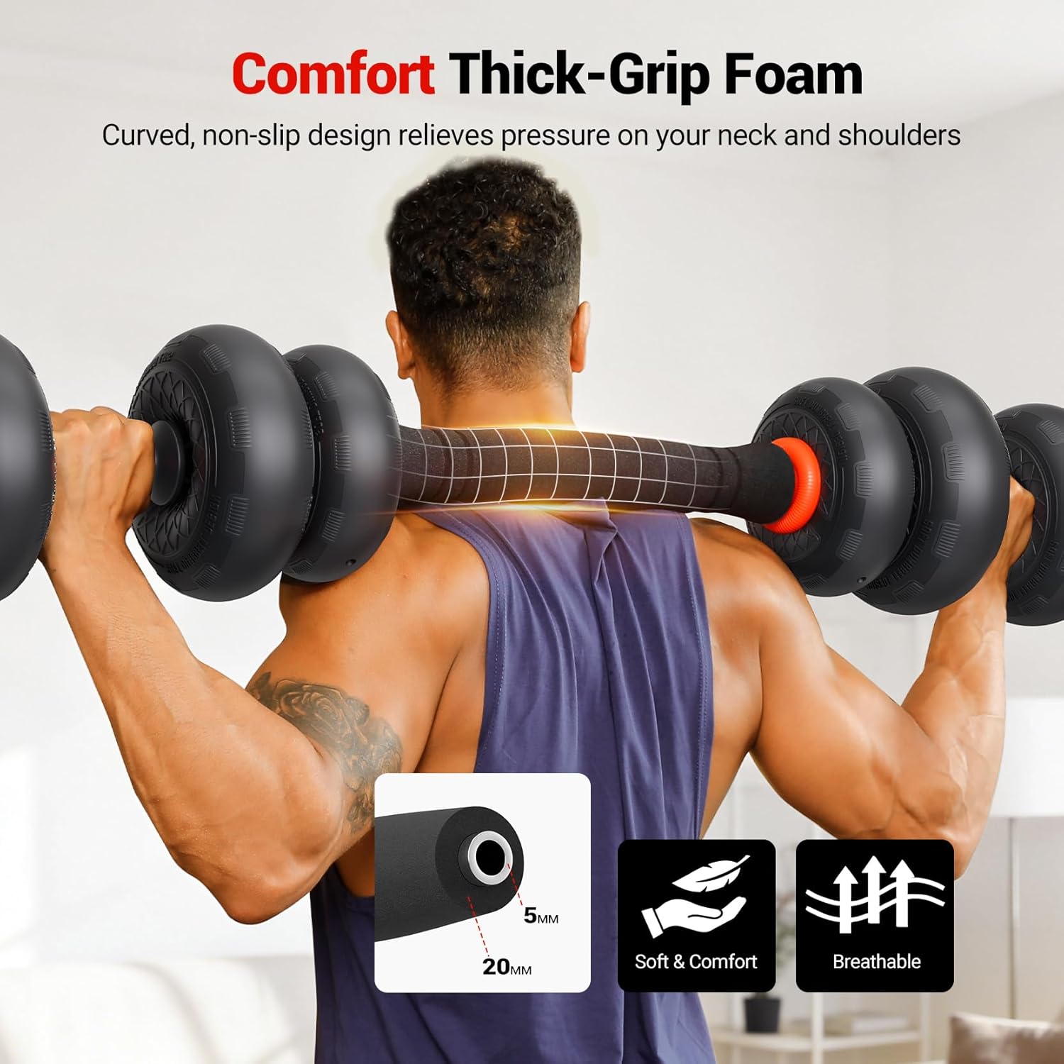 Yoleo Adjustable Dumbbell Set, Free Weight Set with Silent Anti-Collision Air Cushion with Connector, 5-in-1 Dumbbells Set Includes Barbell, Kettlebells, Push up Stand, Weight Plate, Exercise & Fitness Dumbbells Weight Set for Home Gym Suitable Men/Women - Image 3