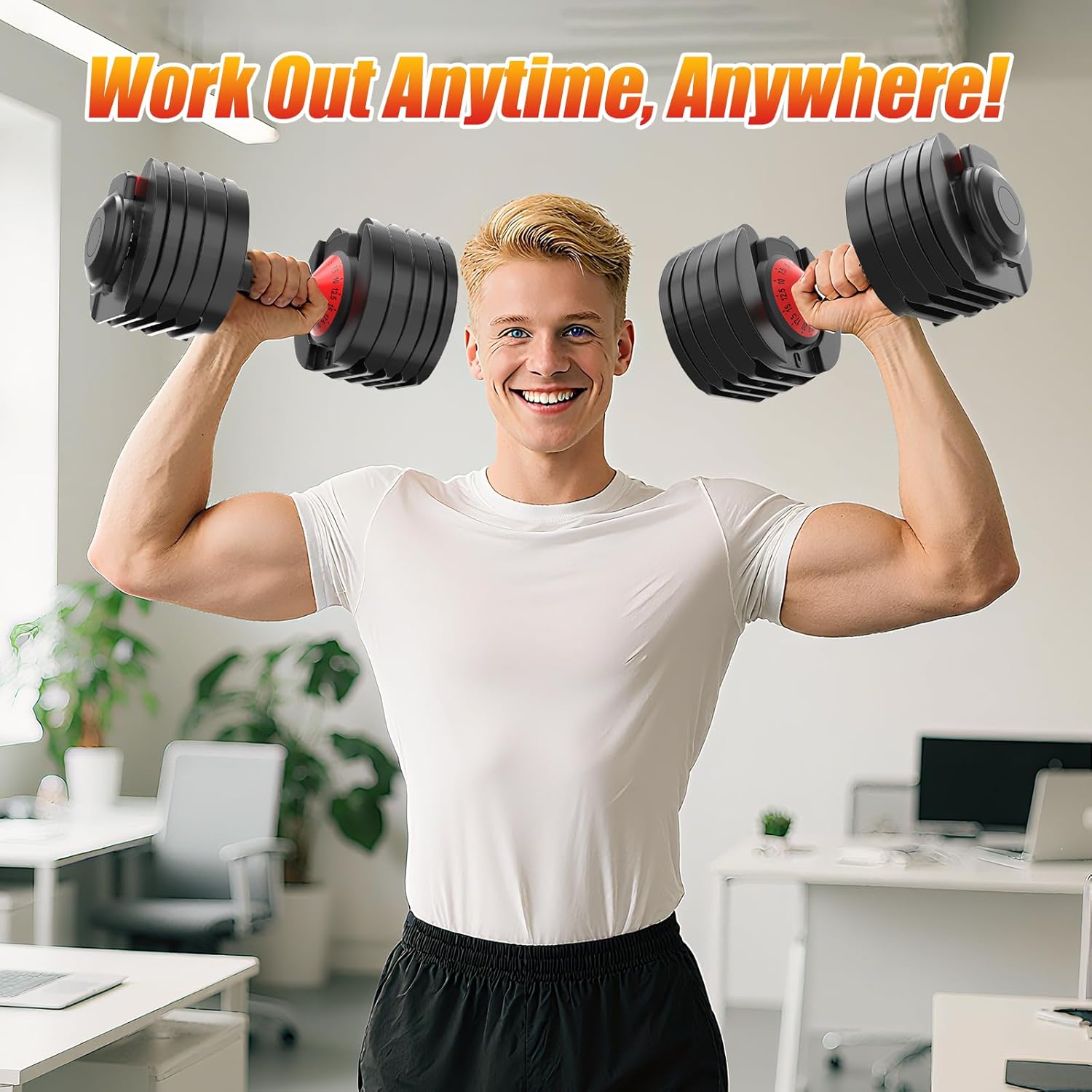 Adjustable Dumbbells Set of 2, Durable Weights Dumbbells Set, 10 in 1 Weights Set with Anti-Slip Grip, 25/55/52.5LBS Fast Adjust Gym Equipment Space Saving for Home Strength Training - Image 8
