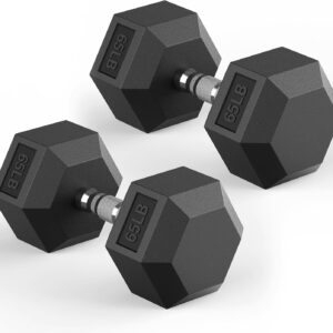 Hex Dumbbell 40-570 lb Dumbbell set, Rubber Encased Exercise & Fitness Dumbbells, Hand Weight for Strength Training