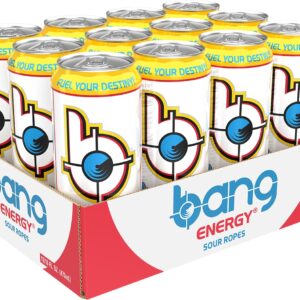 Bang Energy Sour Ropes, Sugar-Free Energy Drink, 16-Ounce | Pack of 12