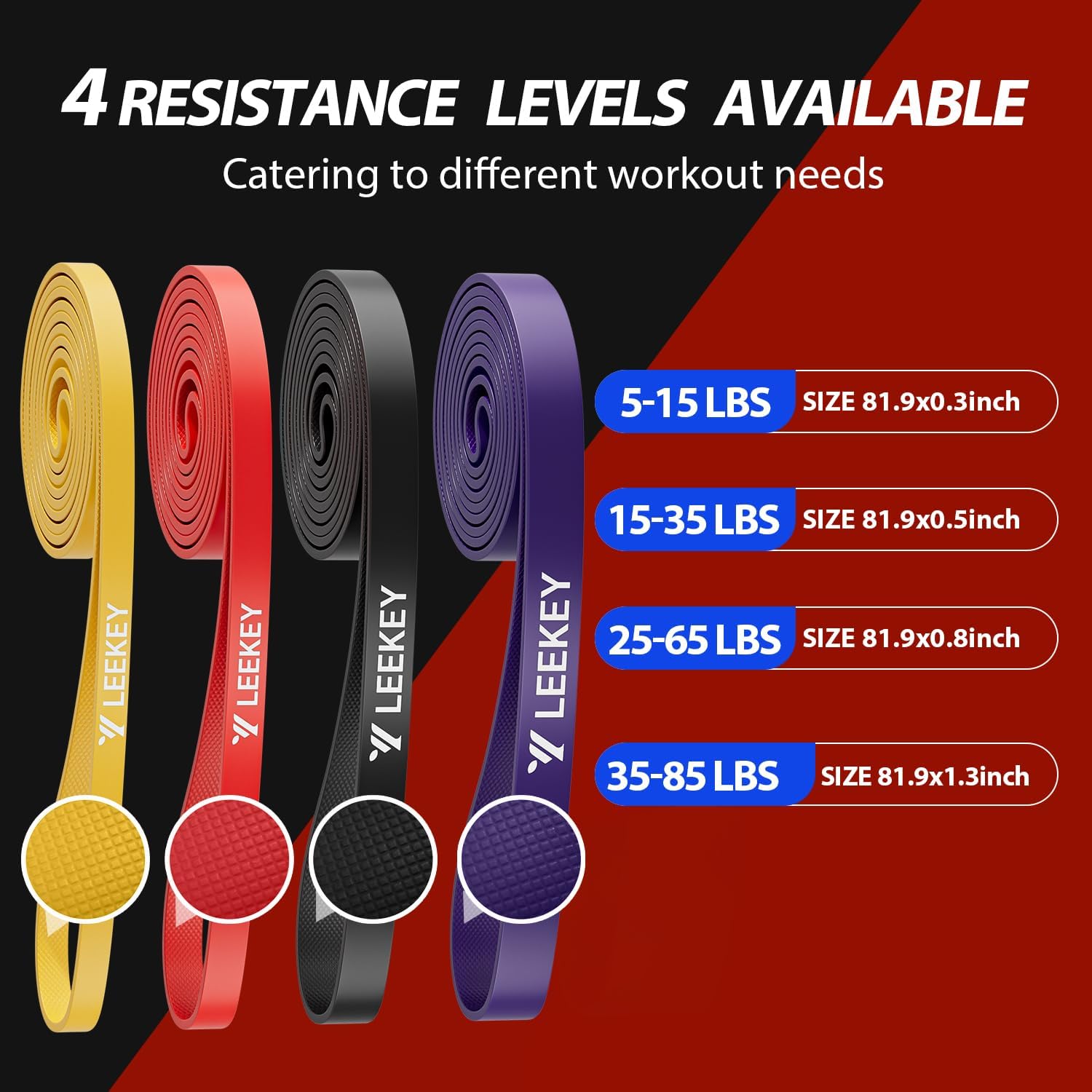 LEEKEY Resistance Bands, Exercise Bands,Pull Up Assist Bands - Bands for Working Out,Band for Men and Women Fitness Training, Physical Therapy,Home Workouts - Image 3