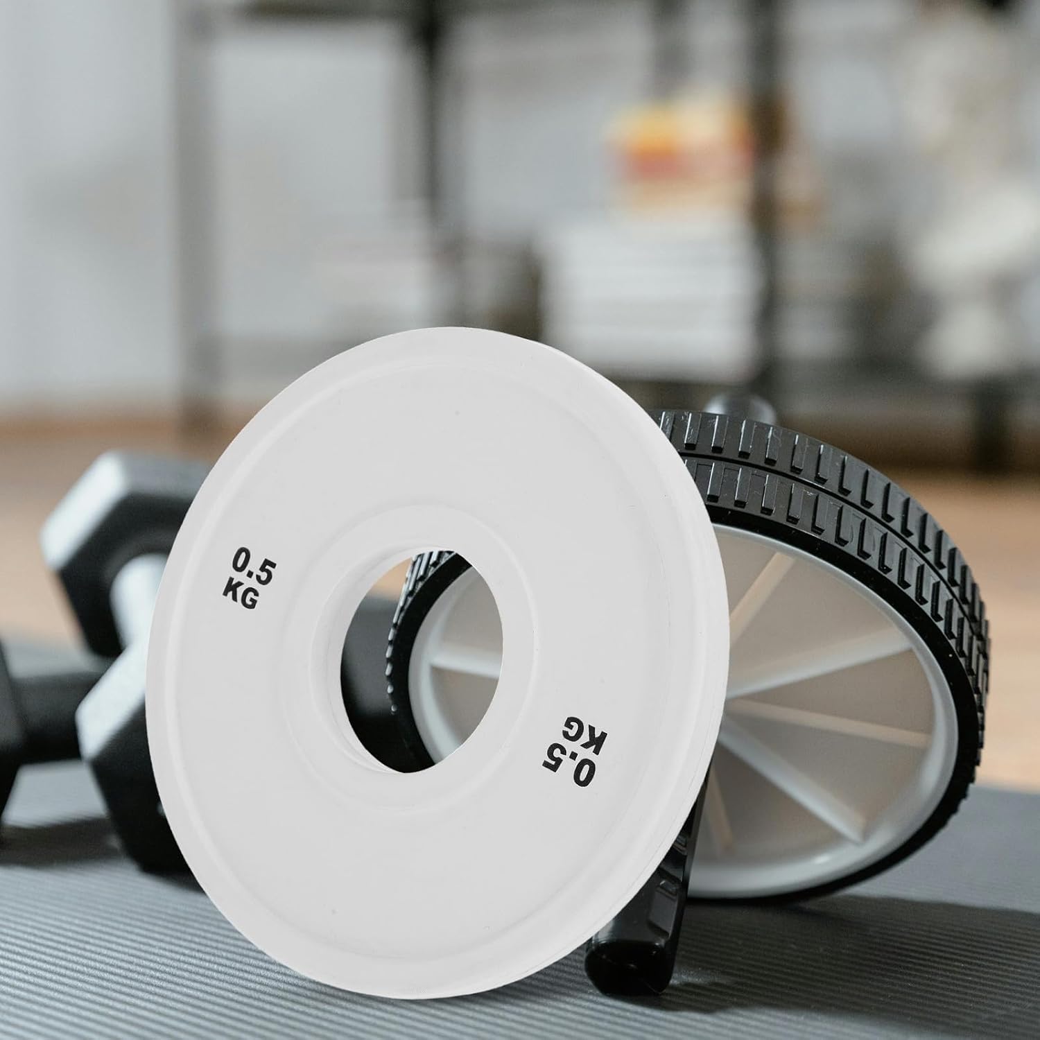 BESPORTBLE 5kg White Dumbbell Weight Plate Large Hole Rubber Coated Fractional Weight for Home Gym Strength Training and Barbell Workouts - Image 6