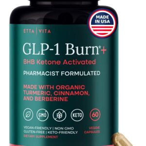 Ketosis & GLP-1 Supplement Weight Loss for Women and Men – Appetite Suppressant, Fat Burner and Metabolic Health with BHB Ketones, Apple Cider Vinegar, Berberine HCL, Turmeric, Cinnamon – Made in USA