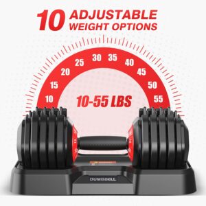 Adjustable Dumbbells Set of 2, Durable Weights Dumbbells Set, 10 in 1 Weights Set with Anti-Slip Grip, 25/55/52.5LBS Fast Adjust Gym Equipment Space Saving for Home Strength Training