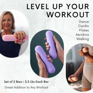 Polyfit Dumbbell Weight Bars for Women – 3.3 LB Each | 6.5 LB Pair – Dumbbell Set for Walking, Yoga, Dance, Barre, Pilates, Cardio, Aerobics
