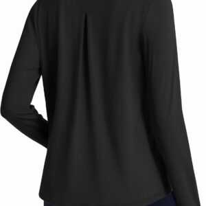 PINSPARK Workout Tops for Women Long Sleeve Athletic Shirt Soft Loose Fit Exercise Shirt with Back Pleated Pilates Yoga Tops