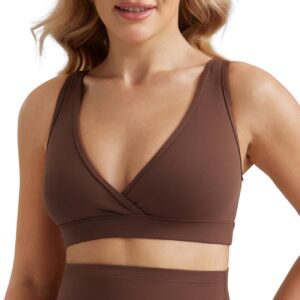 CRZ YOGA Butterluxe Maternity V Neck Nursing Bras – Wireless Sleep Breastfeeding Lounge Womens Pregnancy Bralette Comfy