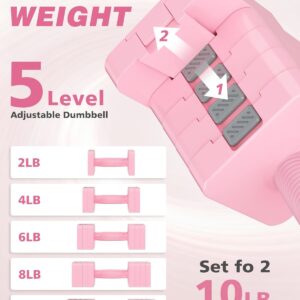 Adjustable Dumbbell Set of 2, 1-Sec Quick-Adjust Dual-Lock Design Hand Weights for Women & Men, Compact No-Roll 10LBS/20LBS Dumbbell Set for Women, Home Gym Strength Training & Pilates(10/20LBS Total)