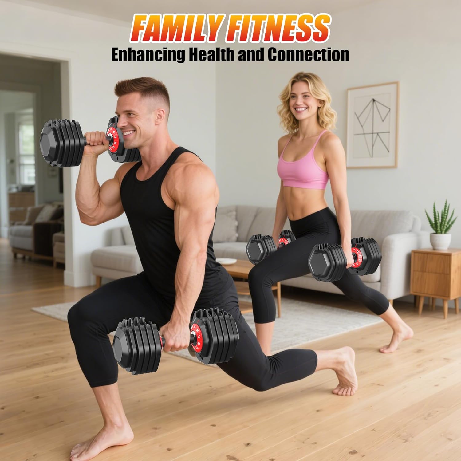 Adjustable Dumbbells Set of 2, Durable Weights Dumbbells Set, 10 in 1 Weights Set with Anti-Slip Grip, 25/55/52.5LBS Fast Adjust Gym Equipment Space Saving for Home Strength Training - Image 7
