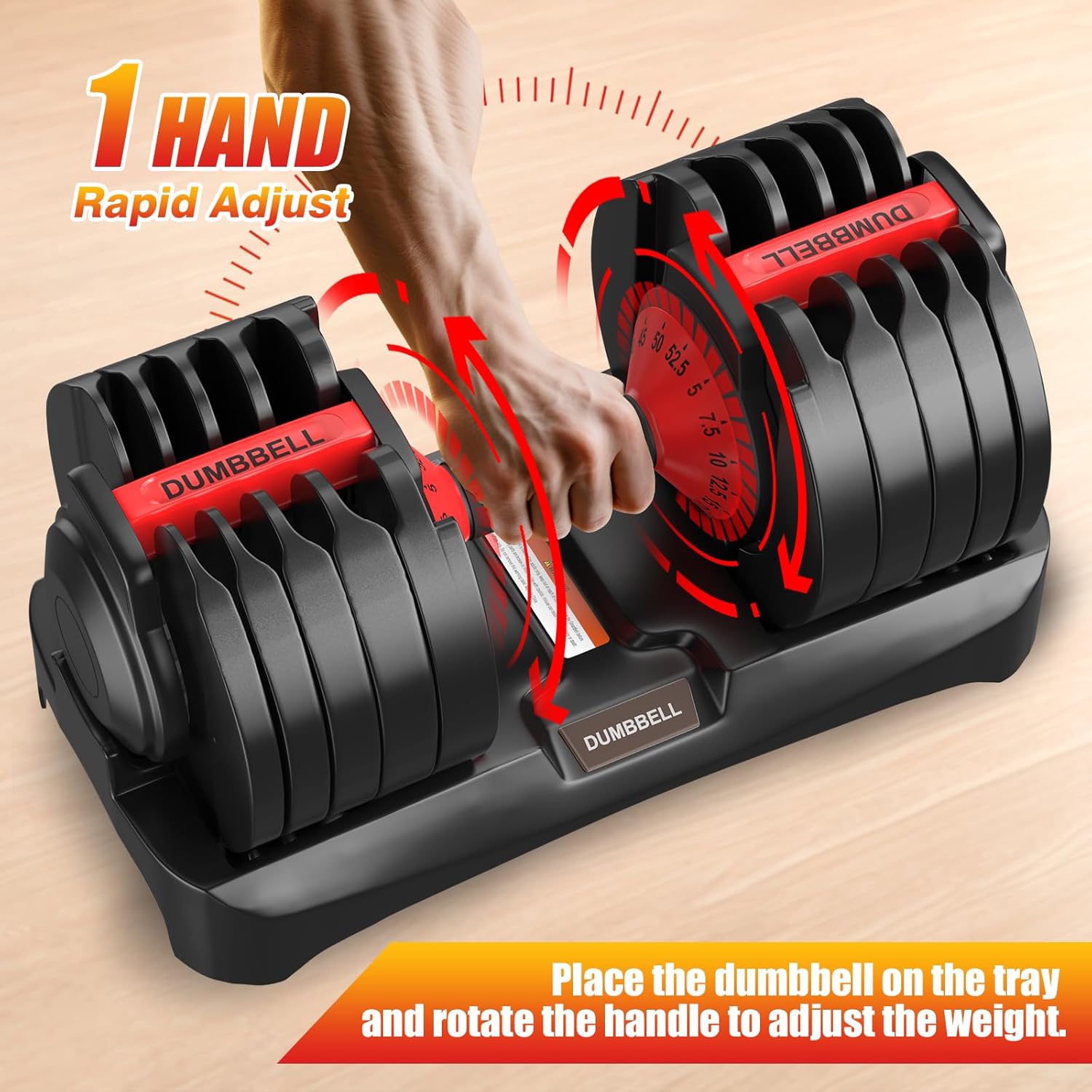 Adjustable Dumbbells Set of 2, Durable Weights Dumbbells Set, 10 in 1 Weights Set with Anti-Slip Grip, 25/55/52.5LBS Fast Adjust Gym Equipment Space Saving for Home Strength Training - Image 3
