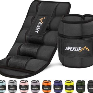 APEXUP 10lbs/Pair Adjustable Ankle Weights for Women and Men, Modularized Leg Weight Straps for Yoga, Walking, Running, Aerobics, Gym, Physical Therapy