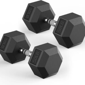Hex Dumbbell 40-570 lb Dumbbell set, Rubber Encased Exercise & Fitness Dumbbells, Hand Weight for Strength Training